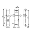 S408 Stahl-Schutzbeschlag mit Zylinderabdeckung - Winkelknauf/Drücker