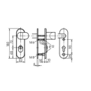 S428 Stahl Schutzbeschlag mit Zylinderabdeckung Winkelknauf/Drücker