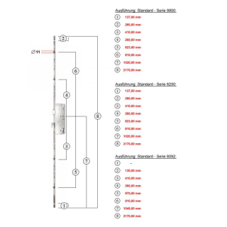 KFV Mehrfachverriegelung AS 8250 mit 4 Rollzapfen 92-40-U24-10